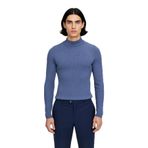 Erkek Dik Yaka Uzun Kol Fitilli Dar Kalıp Triko Kazak Kış Sezonu İçin Modern ve Konforlu Stil -Indigo-2XL