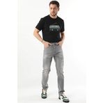 Erkek Dizi Yırtık Jean Pantolon Gri