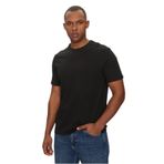 Erkek Dokuma Bisiklet Yaka Kısa Kollu Günlük Siyah T-Shirt LV040HM265-UB1