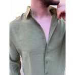 Erkek Dökümlü Modal Kumaş Gömlek Old Money Gömlek Erkek - Yeşil - 2XL