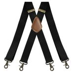Erkek dört klip jartiyer ayarlanabilir X tipi unisex bronz kulak kanca toka jartiyer takım elbise pantolon askıları, X-şekilli Kulak Kancası - Siyah, One Size