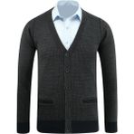 Erkek Düğmeli Hırka Cepli Desenli Çelik Örgü Klasik Kalıp - 5208M - XL - Lacivert