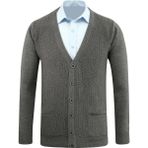 Erkek Düğmeli Hırka Cepli Desenli Çelik Örgü Klasik Kalıp - 5212M - XL - Gri
