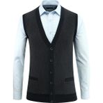 Erkek Düğmeli Yelek Cepli Desenli Çelik Örgü Klasik Kalıp - 5212L - XL - Lacivert