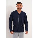 Erkek Düz Önden Düğmeli Lacivert Pijama Takımı 8002