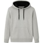Erkek Düz Renk Gri Kapüşonlu Sweatshirt Erkek Sweatshirt Gri