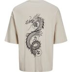 Erkek Ejderha Baskili Tisört - Dragon - 02S-Bej - M