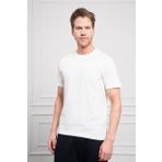 Erkek Ekru Basic Bisiklet Yaka Dynamic Fit Pamuk T-Shirt