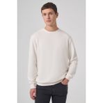 Erkek Ekru Basic Bisiklet Yaka Sweatshirt