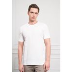 Erkek Ekru Trend Bisiklet Yaka Dinamik Fit T-Shirt