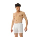 Erkek Elastanlı Biyeli Beyaz Uzun Boxer 855