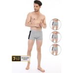 Erkek Elastanlı Biyeli Gri Boxer 850 3'lü Ekonomik Paket - 2XL