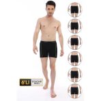 Erkek Elastanlı Biyeli Siyah Uzun Boxer 855 6'Lı Ekonomik Paket