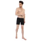 Erkek Elastanlı Biyeli Siyah Uzun Boxer 855