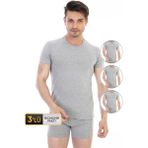 Erkek Elastanlı Gri Melanj T-shirt 954 3'lü Ekonomik Paket