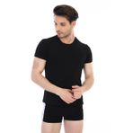 Erkek Elastanlı Siyah T-Shirt 954