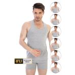 Erkek Elastanlı Spor Gri Atlet 916 6'lı Ekonomik Paket