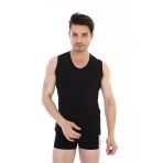 Erkek Elastanlı V Yaka Kolsuz Siyah Fanila 924