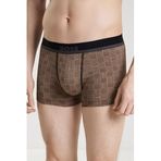 Erkek Elastik Bel Bantlı Baskılı Logo Desenli Pamuklu Kahverengi Boxer 50531380-005