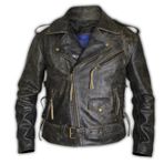Erkek Elmas Kapitone Motosiklet Ceketi - Kuzu Derisi Bisikletçi Dolgulu Kışlık Dış Giyim - Moda Yıpranmış Bisikletçi Çoklu Tasarım ve Gölgeli Günlük Kıyafet - Hakiki Deri Ceket, eski kahverengi, XS