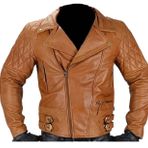Erkek Elmas Kapitone Motosiklet Ceketi - Kuzu Derisi Motorcu Pedli Kış Dış Giyim - Moda Eskitme Motorcu Çoklu Tasarım ve Gölge Günlük Kıyafet - Hakiki Deri Ceket, Elmas Kahverengi, XS