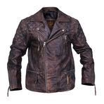 Erkek Elmas Kapitone Motosiklet Ceketi - Kuzu Derisi Motorcu Pedli Kış Dış Giyim - Moda Eskitme Motorcu Çoklu Tasarım ve Gölge Günlük Kıyafet - Hakiki Deri Ceket, Kapitone Sağlam Kahverengi, XL
