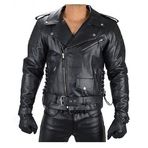 Erkek Elmas Kapitone Motosiklet Ceketi - Kuzu Derisi Motorcu Pedli Kış Dış Giyim - Moda Eskitme Motorcu Çoklu Tasarım ve Gölge Günlük Kıyafet - Hakiki Deri Ceket, Korse Bağcıklı Arka, M