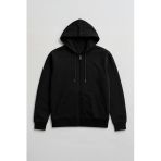 Erkek Fermuarlı Cepli Kapüşonlu Sweatshirt - Siyah