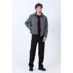 Erkek Fermuarlı çift Cepli Boxy Fit Ince Ceket Gri - 26Y 99545