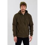 Erkek Fermuarlı Kanguru Cep 3 İplik Sweatshirt Haki