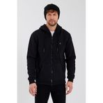 Erkek Fermuarlı Kanguru Cep 3 İplik Sweatshirt Siyah