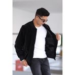 Erkek Fermuarlı Kolej Mont - Siyah - 2XL