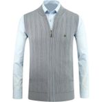 Erkek Fermuarlı Triko Yelek Çelik Örgü Desenli Cepli Klasik Kalıp - 5209J - 2XL - Gri