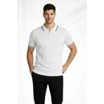 Erkek Fermuarlı Yaka Fitilli Triko Kısa Kollu Regular Fit Tişört Tshirt