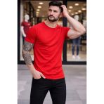 Erkek Fit Duruş 3'Lü Bisiklet Yaka – Kısa Kollu Yazlık Slim Fit Body - Siyah, Kırmızı, Açık Mavi Tişört
