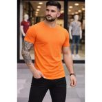 Erkek Fit Duruş Siyah, Turuncu, Sarı 3'Lü Bisiklet Yaka – Kısa Kollu Yazlık Slim Fit Body Tişört