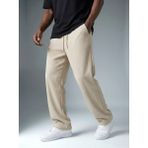 Erkek Fitilli Baggy Lastik Bel Bol Paça Pantalon K2026P - Bej - M