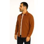 Erkek Fitilli Kadife Cepli Gömlek Oversize Rahat Kalıp - Kahverengi