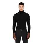 Erkek Fitted Balıkçı Yaka Fitilli Uzun Kollu Kazak Günlük Şıklığı ve Kış Konforunu Birleştirir -Siyah-S