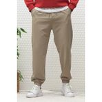 Erkek Full Likralı Paraşüt Kumaş Lastikli Jogger Pantolon - Vizon