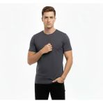 Erkek Füme Bisiklet Yaka Slim Fit Dar Kesim Likralı Günlük Basic Body Tişört