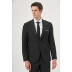 Erkek Füme Poliviskon Basic Slim Fit Sivri Yaka Takım Elbise