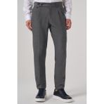 Erkek Füme Poliviskon Trend Desenli Slim Fit Çift Pile Pantolon