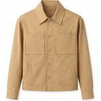 Erkek Gabardin Gömlek Ceket Çift Cepli Oversıze - XL - Camel
