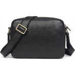 Erkek Gerçek Deri Crossbody Askılı Çanta - Ayarlanabilir Omuz Askısı - Kompakt ve Şık Günlük Seyahat Çantası, siyah, One Size