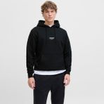 Erkek Gögüs Minimal Logo Baskili Kapüsonlu Sweatshirt - Soho - 001-Siyah - XL