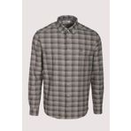 Erkek Gömlek Bej Uzun Kol Ekose Kareli Flanel Yün Tuşeli Slim Fit Düğmeli Yaka Shirt NCS JEANS 7266