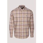 Erkek Gömlek Camel Uzun Kol Ekose Kareli Flanel Yün Tuşeli Slim Fit Düğmeli Yaka Shirt NCS JEANS 7269