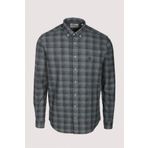 Erkek Gömlek Haki Uzun Kol Ekose Kareli Flanel Yün Tuşeli Slim Fit Düğmeli Yaka Shirt NCS JEANS 7266