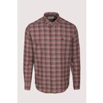 Erkek Gömlek Kiremit Uzun Kol Ekose Kareli Flanel Yün Tuşeli Slim Fit Düğmeli Yaka Shirt NCS JEANS 7266